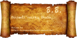 Bozmánszky Buda névjegykártya